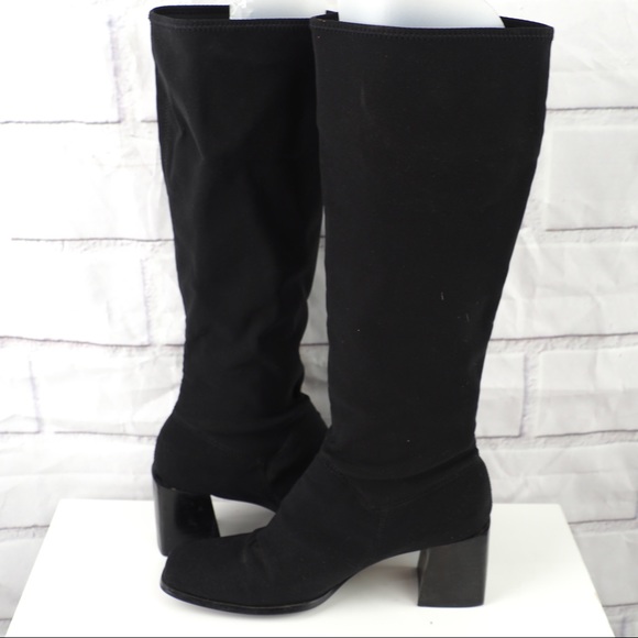 Liz Claiborne Shoes - Crazy Horse 7 black stretch block heel tall boots
